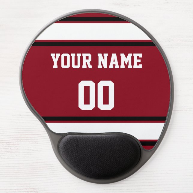 Personalized Red and White Sports Stripes Gel Mouse Pad (Front)