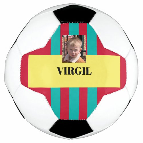 Personalized red and yellow gift for kids soccer b soccer ball