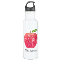 Personalized Red Apple Best Teacher Ever Water Bottle