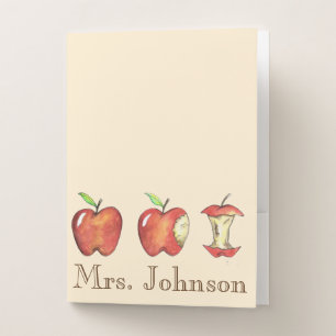 Personalized Red Apple for the Teacher School Gift Pocket Folder