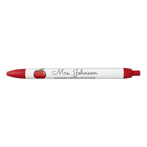 Personalized red apple kindergarten school teacher blue ink pen