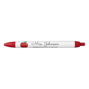 Personalized red apple kindergarten school teacher pen