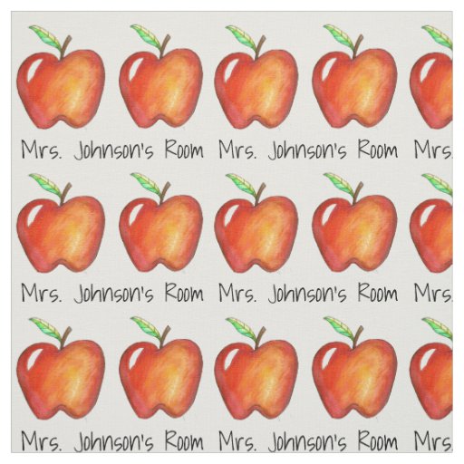 Personalized Red Apple School Teacher Classroom Fabric