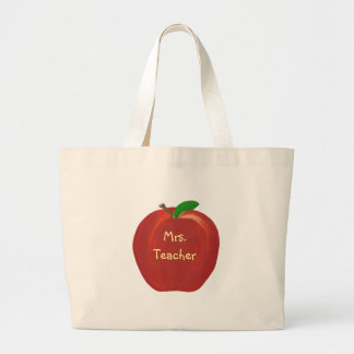Personalized Red Apple, Teacher, canvas bags