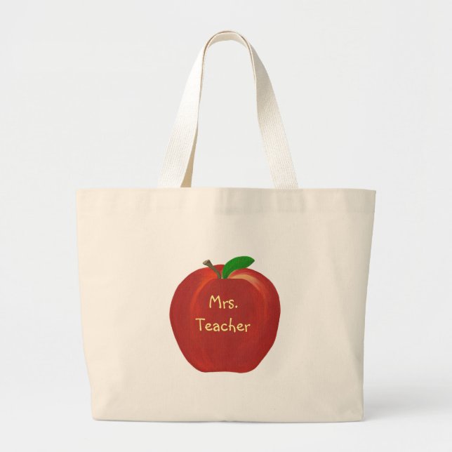 Personalized Red Apple, Teacher, canvas bags (Front)
