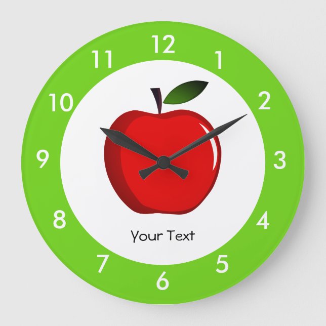 Personalized Red Apple Teacher Large Clock (Front)