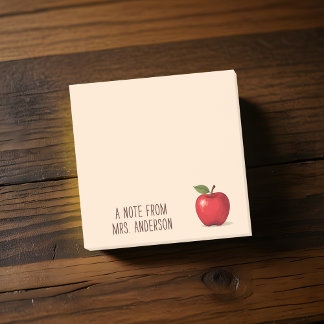 Personalized Red Apple w/ Teacher's Name Post-it Notes