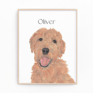 Personalized Red Apricot Golden Doodle Art Photo Print