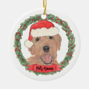 Personalized Red Apricot Golden Doodle Ceramic Ornament