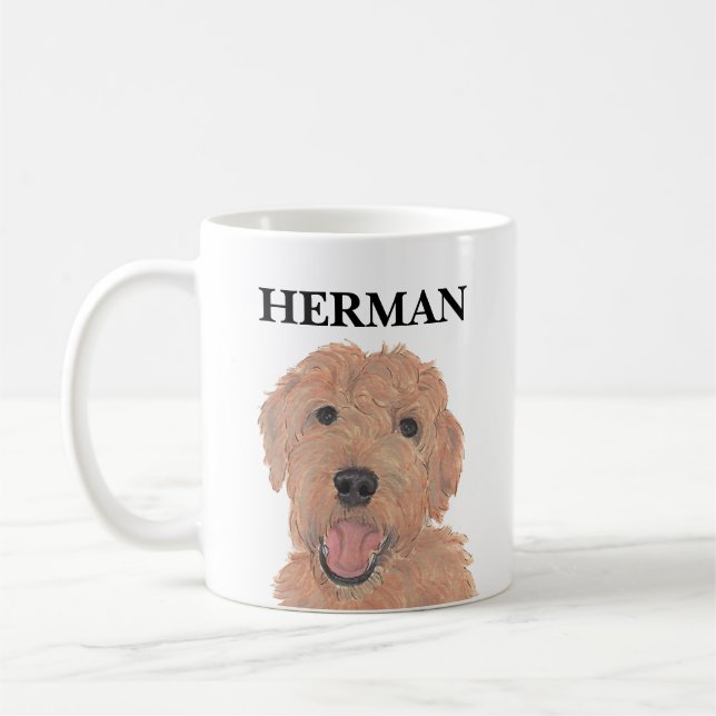 Personalized Red Apricot Golden Doodle Coffee Mug (Left)