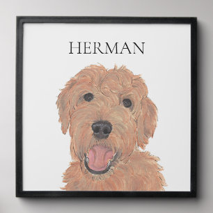 Personalized Red Apricot Golden Doodle Portrait Peel And Stick Photo Tile