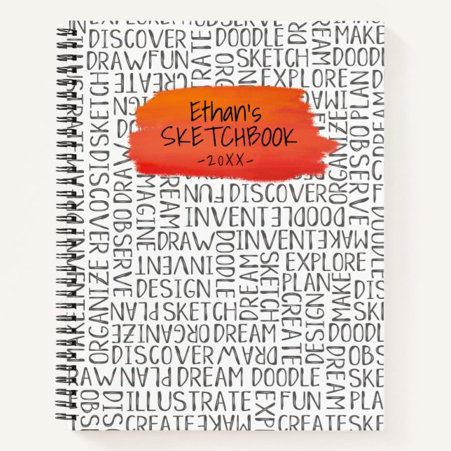 Personalized Red Artist Sketchbook Notebook (Front)