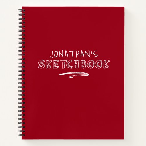 Personalized Red Artist Sketchbook Notebook