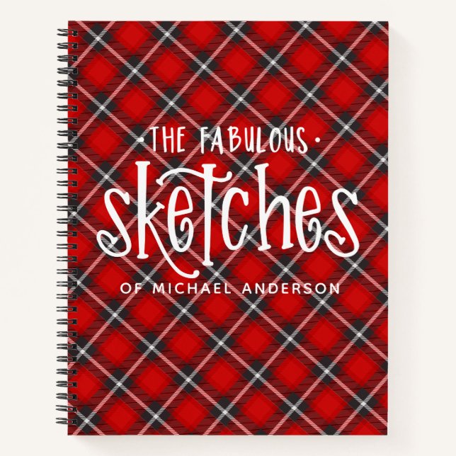 Personalized Red Artist Sketchbook Notebook (Front)