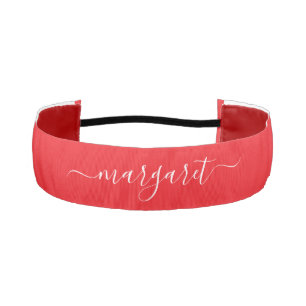 Personalized Red Athletic Headband Custom Name
