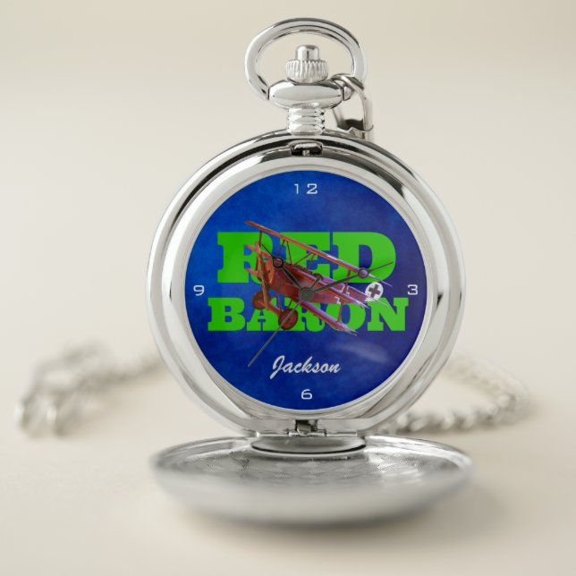 Personalized Red Baron Fokker Pocket Watch (Inside)