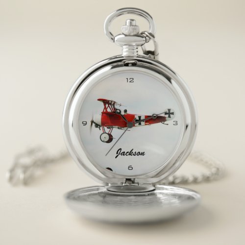 Personalized Red Baron Fokker Pocket Watch