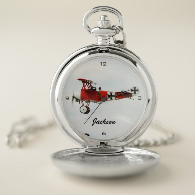 Personalized Red Baron Fokker Pocket Watch (Inside)