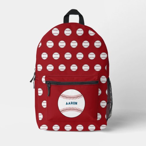 Personalized Red Baseball Backpack 