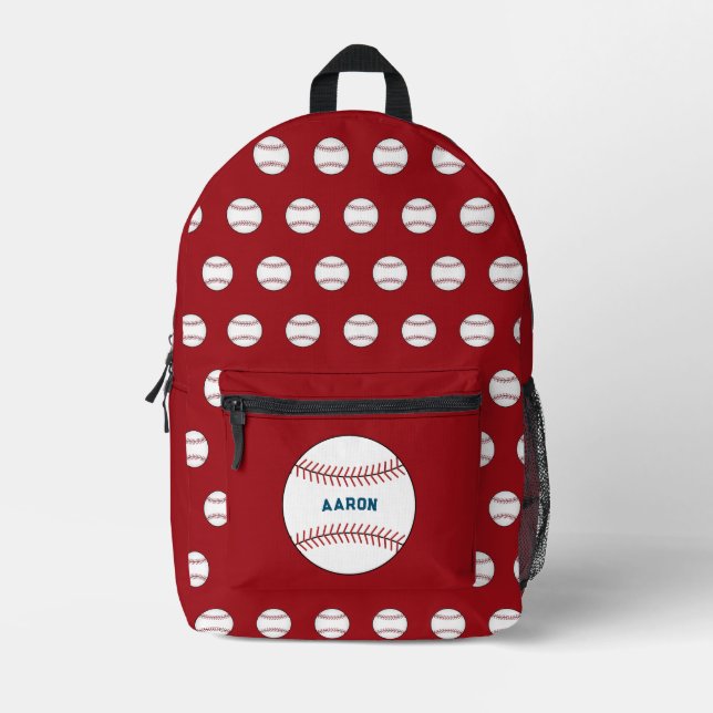 Personalized Red Baseball Backpack  (Front)