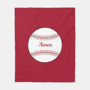 Personalized Red Baseball Blanket Gift