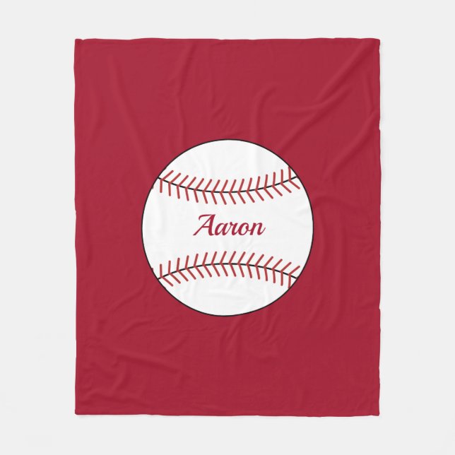 Personalized Red Baseball Blanket Gift (Front)