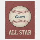 Personalized Red Baseball Fleece Blanket