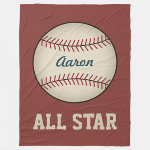 Personalized Red Baseball Fleece Blanket