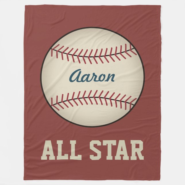 Personalized Red Baseball Fleece Blanket (Front)