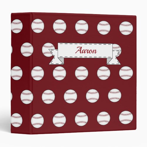 Personalized Red Baseball Organizer Binder Gift