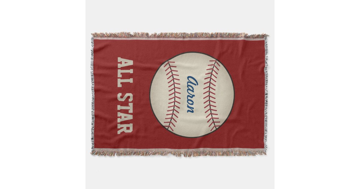 Personalized Red Baseball Sports Blanket Gift Zazzle Com