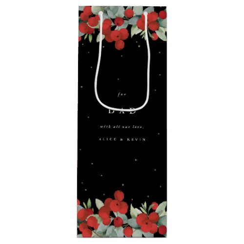 Personalized Red BerryEucalyptus Christmas Wine Gift Bag