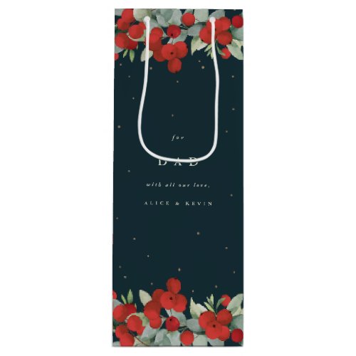 Personalized Red BerryEucalyptus Christmas Wine Gift Bag