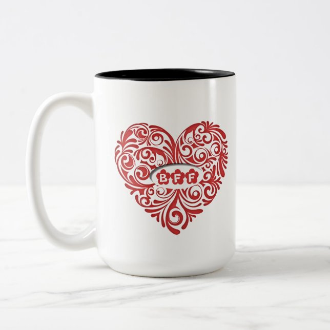Personalized Red BFF Heart Mug (Left)