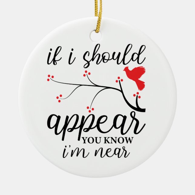 Personalized Red Bird Memorial Photo Christmas   Ceramic Ornament (Front)