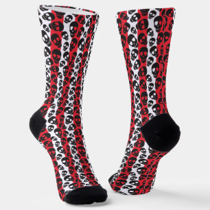 Personalized Red Black and White Skull pattern Socks