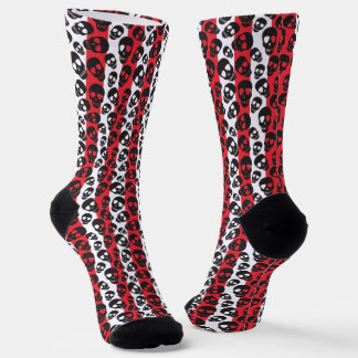 Personalized Red Black and White Skull pattern  Socks
