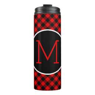 Personalized Red Black Buffalo Lumberjack Plaid Thermal Tumbler
