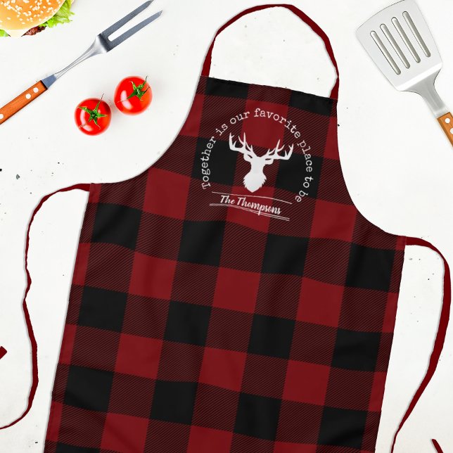 Personalized Red & Black Buffalo Plaid Lumberjack Apron (Creator Uploaded)