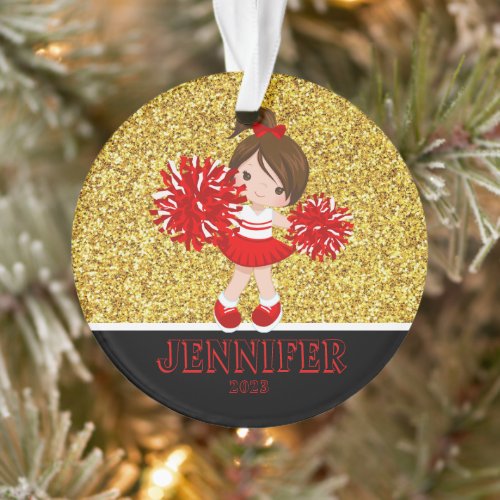 Personalized Red  Black Cheerleading Ornament 