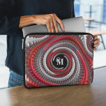 Personalized Red Black Gradient Spiral Fractal Laptop Sleeve<br><div class="desc">This laptop sleeve features beautiful spiral fractal art in red,  black,  gray and white gradient. Personalize it with fancy decorative monogram in off white (light gray) font.</div>