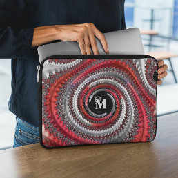 Personalized Red Black Gradient Spiral Fractal Laptop Sleeve