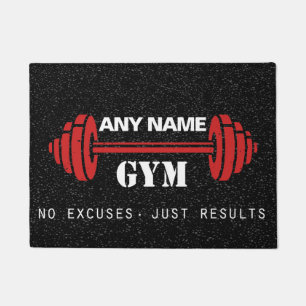 Personalized Red & Black home gym door mat