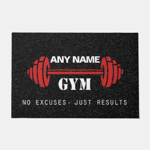Personalized Red & Black home gym door mat