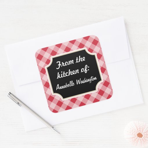 Personalized Red Black Kitchen Stickers | Zazzle