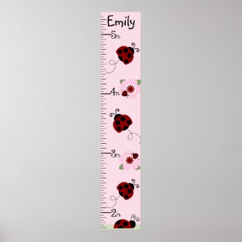 Personalized Red & Black Ladybugs Growth Chart by Personalizedbydiane at Zazzle