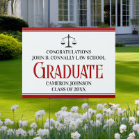 Personalized Red Black Law School Graduate Yard