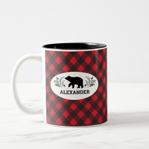 Personalized Red Black Lumberjack Bear Mug