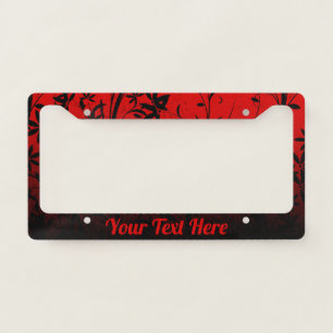 Personalized Red & Black Ombre Floral License Plate Frame