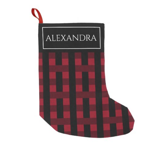 Personalized Red Black Plaid Small Christmas Stocking